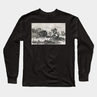 Indians hunting Buffalo in the 19th century Long Sleeve T-Shirt